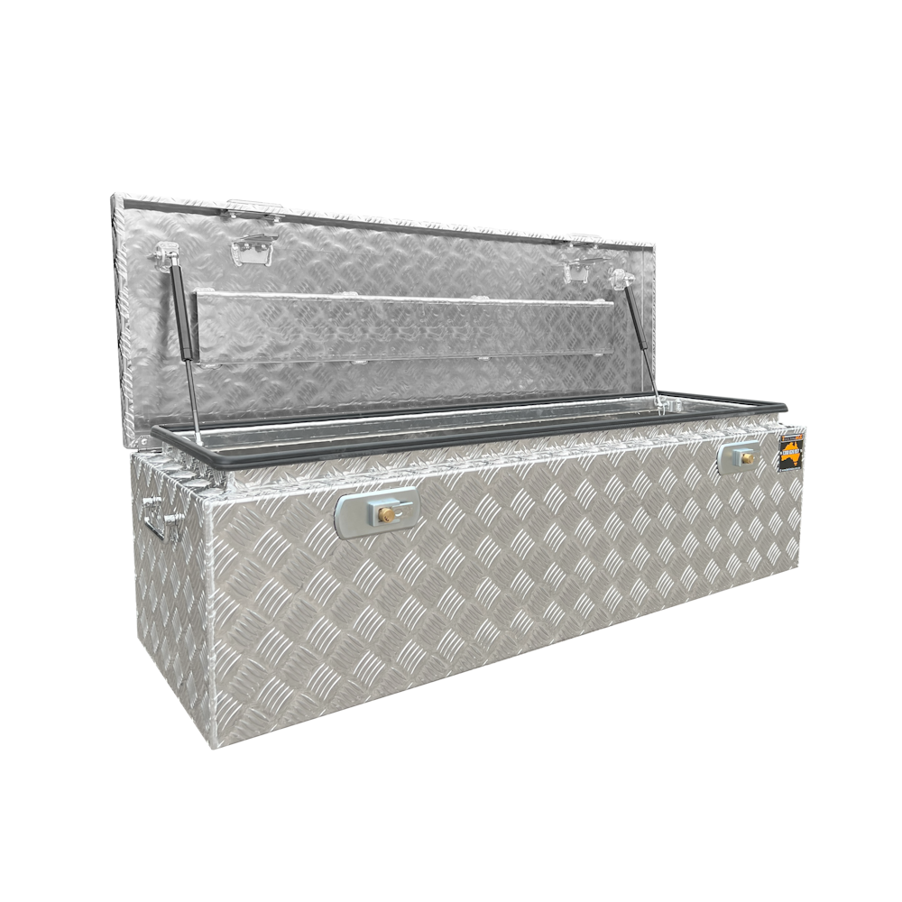 1220 x 400 x 350mm Aluminium Checker Top Opening Ute Tool box 4 Your Truck Ute Trailer Toolbox & Canopy 1243