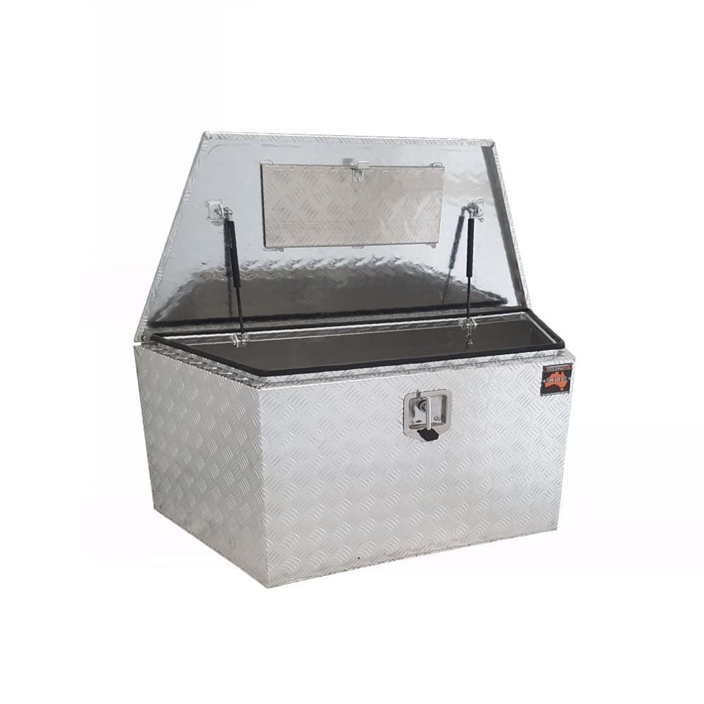 1200 x 500 x 500mm Aluminium Checker Toolbox Trailer Draw Bar Storage DrawBar Tool Box 1255D