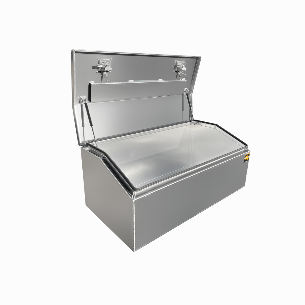 1200 x 600 x 500mm Raw Flat Aluminium Top Chest Opening Ute Tool box 4 Your Truck Ute Trailer Toolbox & Canopy 1265-FP