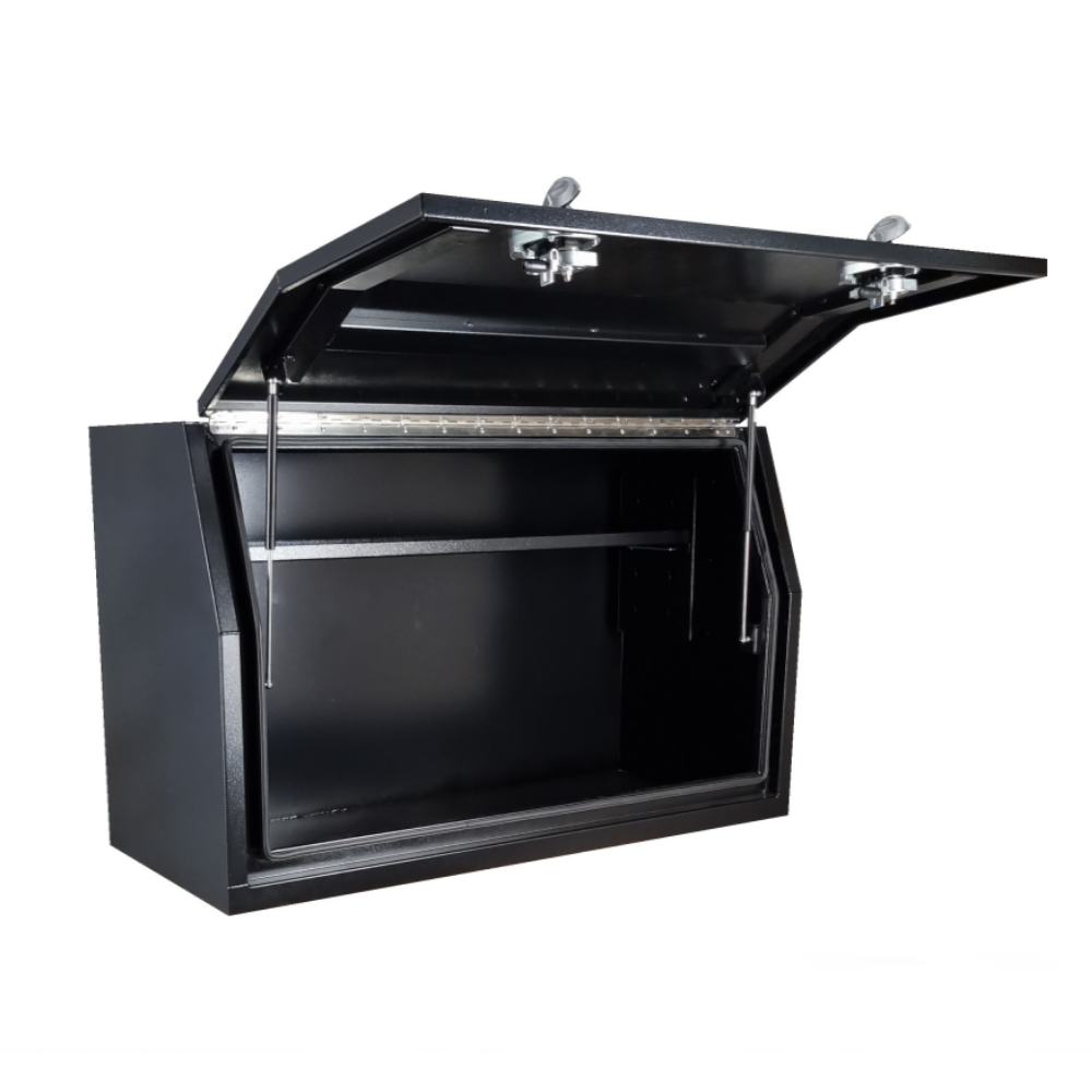 1200 x 600 x 820mm Black Flat Aluminium Full Side Opening Ute Tool Box Truck Trailer Toolbox Shelving 1268FD-B