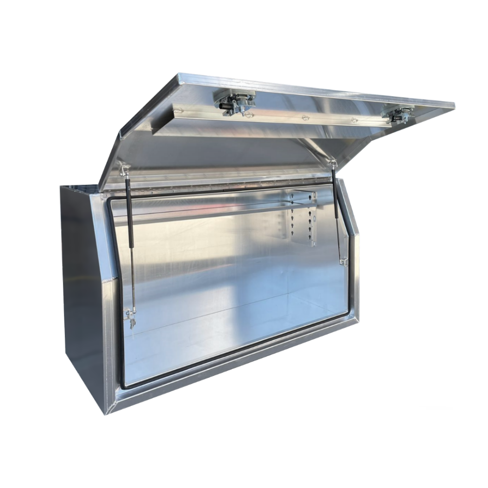 1200 x 600 x 820mm Raw Flat Aluminium Full Side Opening Ute Tool Box Truck Trailer Toolbox Shelving 1268FD-FP