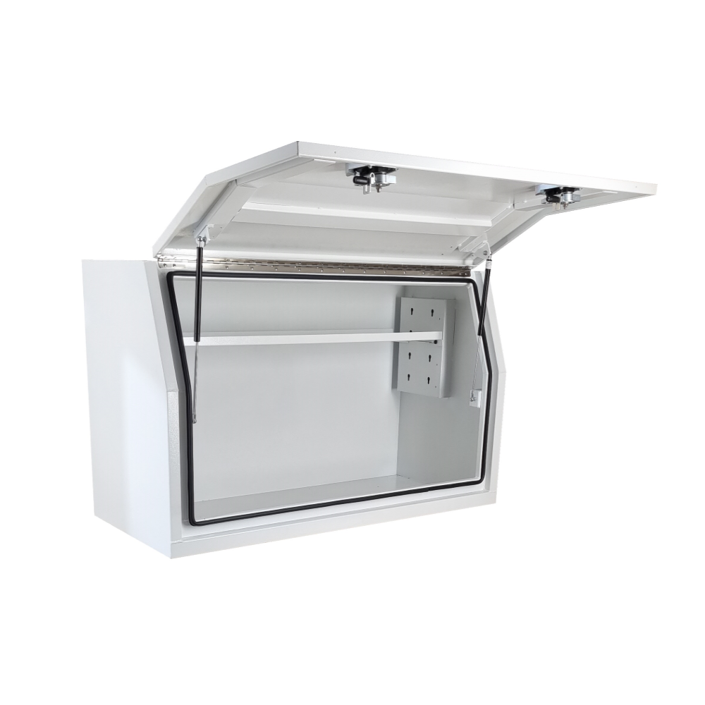 1200 x 600 x 820mm White Flat Aluminium Full Side Opening Ute Tool Box Truck Trailer Toolbox Shelving 1268FD-W