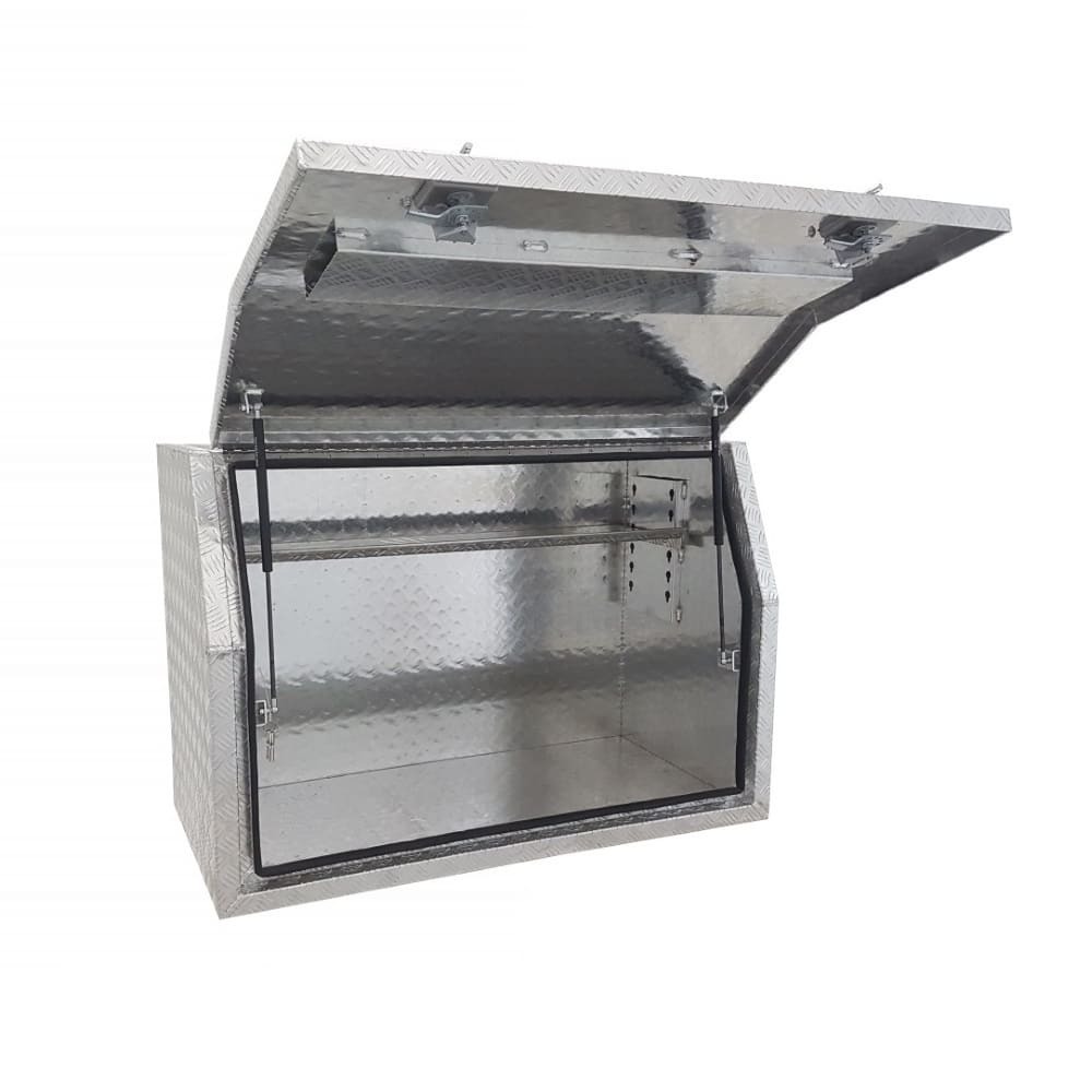 1200 x 600 x 820mm Aluminium Checker Full Side Opening Ute Tool Box Truck Trailer Toolbox Shelving 1268FD