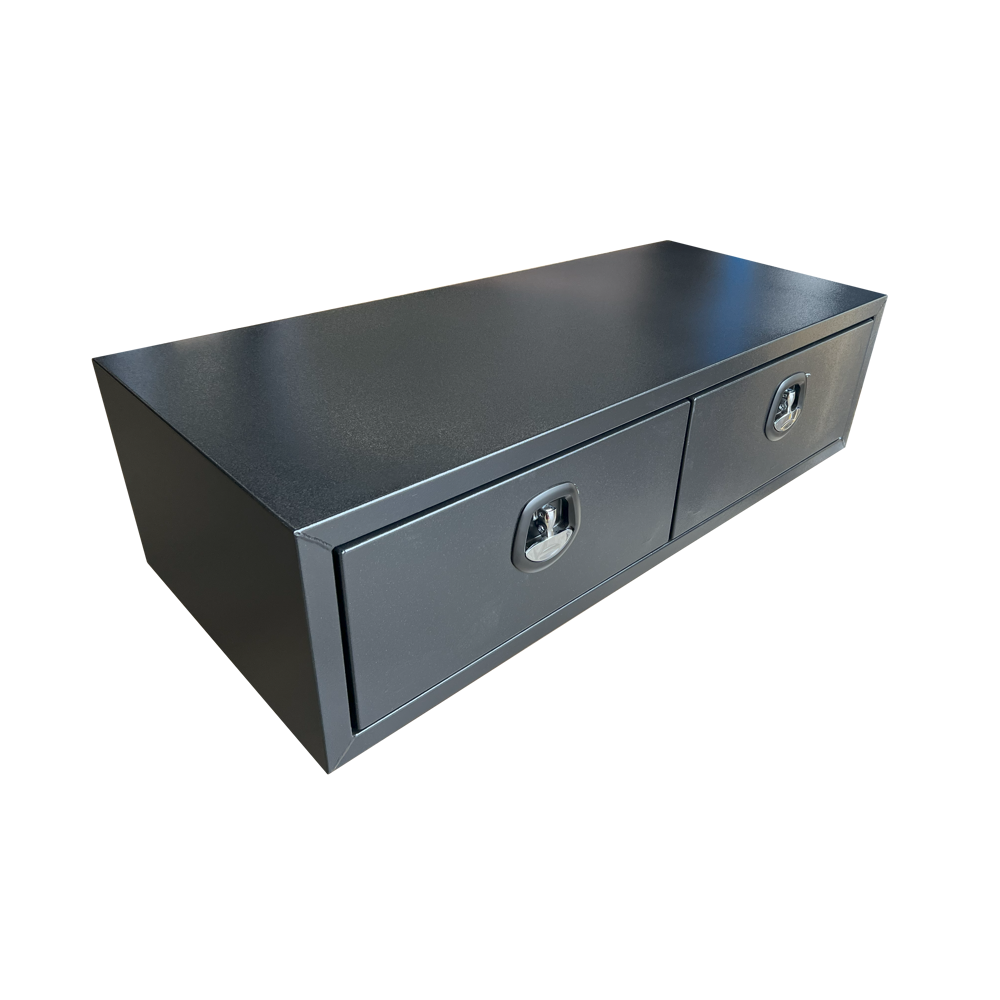 1400 x 600 x 380mm Black Alloy 2 Drawer Unit for Ute Truck Tool box Canopy Caravan Toolbox 1400-2DBK