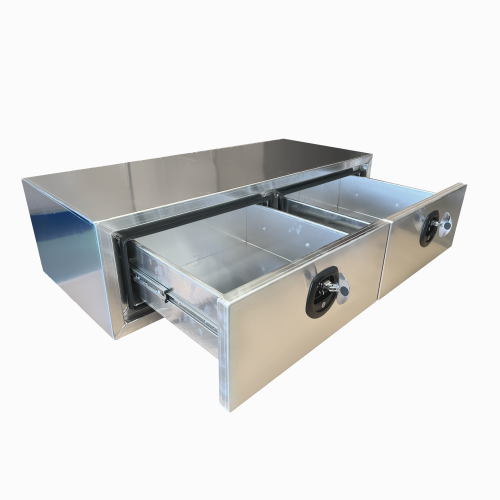 1400 x 600 x 380mm Alloy 2 Drawer Unit for Ute Truck Tool box Canopy Caravan Toolbox 1400-2DFP