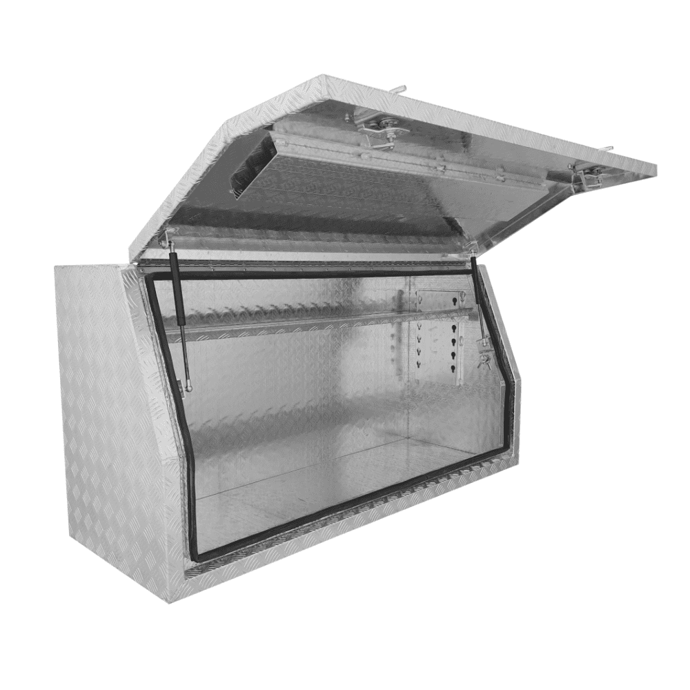 1400 x 500 x 700mm Aluminium Checker Full Side Opening Ute Tool Box Truck Trailer Toolbox Shelving 1457FD