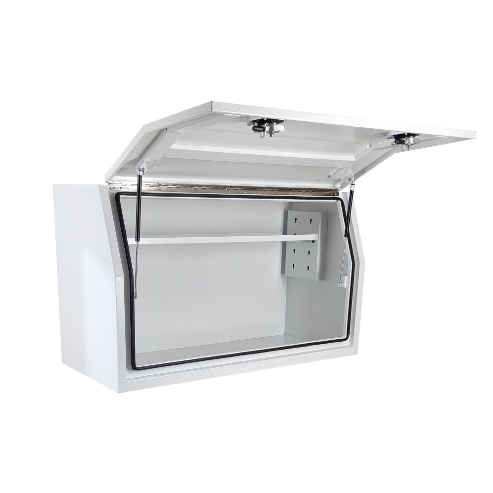 1400 x 600 x 820mm White Flat Aluminium Full Side Opening Ute Tool Box Truck Trailer Toolbox Shelving 1468FD-W