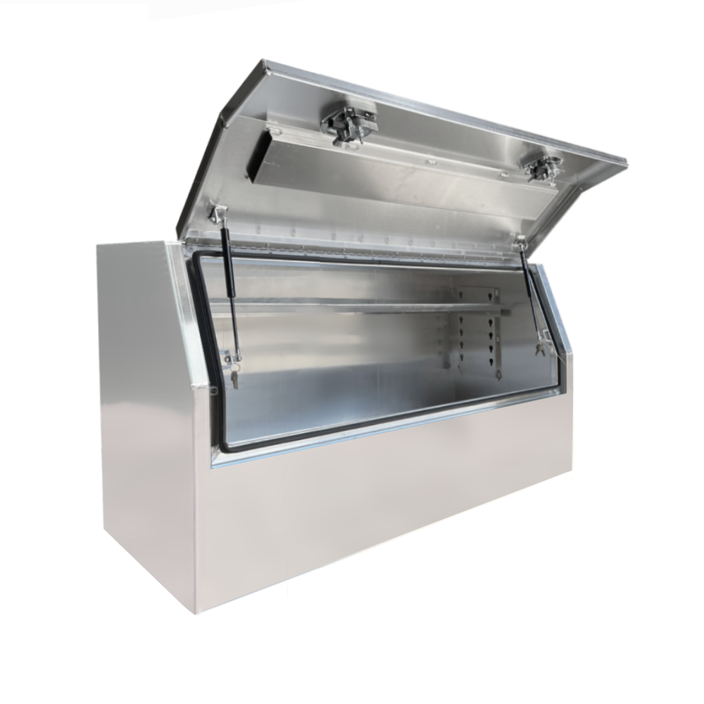 1400 x 600 x 820mm Raw Flat Aluminium 3/4 Half Side Opening Ute Tool Box Truck Trailer Toolbox Shelving 1468HD-FP