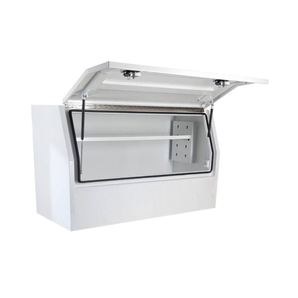 1400 x 600 x 820mm White Flat Aluminium 3/4 Half Side Opening Ute Tool Box Truck Trailer Toolbox Shelving 1468HD-W