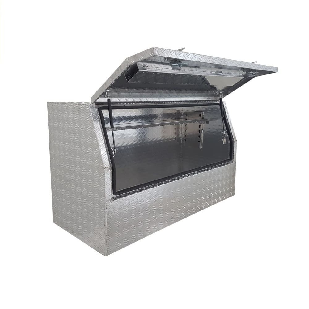 1400 x 600 x 820mm Aluminium Checker 3/4 Half Side Opening Ute Tool Box Truck Trailer Toolbox Shelving 1468HD