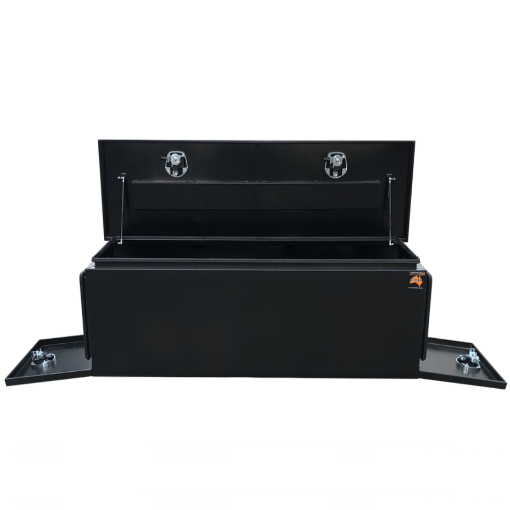 1500 x 500 x 500mm Black Flat Aluminium 3 Lid Ute Toolbox Trailer Camping Camper Caravan Truck Tool Box 1555-B
