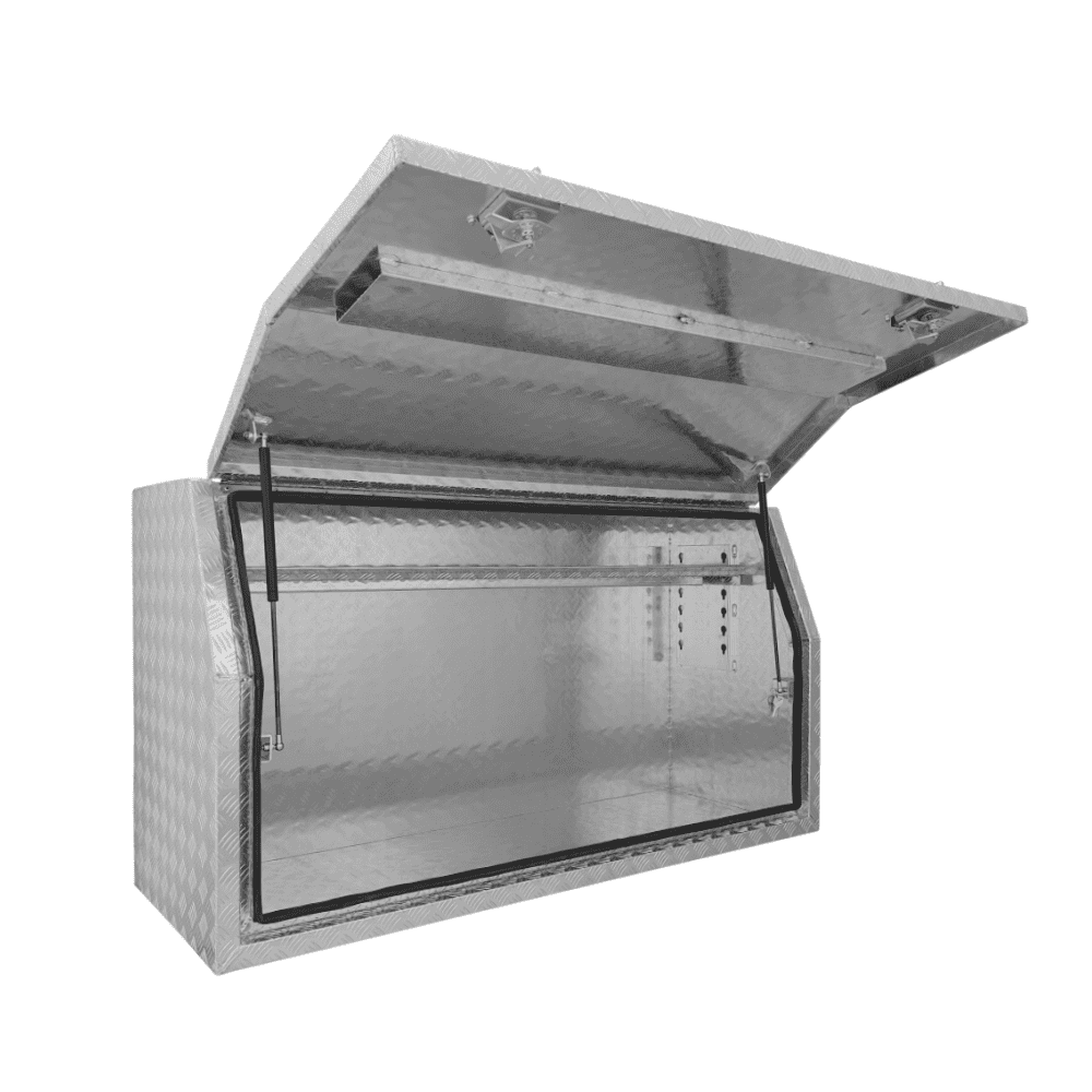 1500 x 530 x 820mm Aluminium Checker Full Side Opening Ute Tool Box Truck Trailer Toolbox Shelving 1558FD