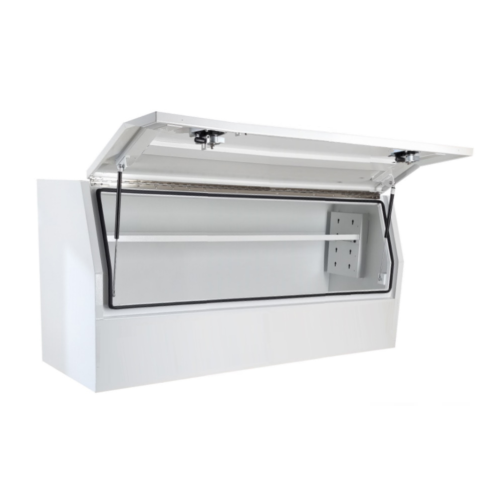 1700 x 600 x 820mm White Flat Aluminium 3/4 Half Side Opening Ute Tool Box Truck Trailer Toolbox Shelving 1768HD-W