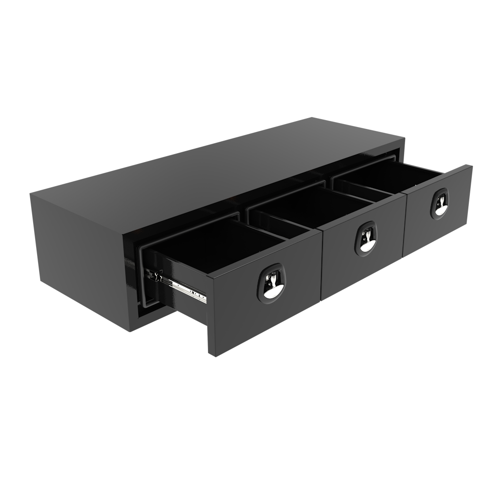 1900 x 600 x 380mm Black Alloy 3 Drawer Unit for Ute Truck Tool box Canopy Caravan Toolbox 1940-3DBK