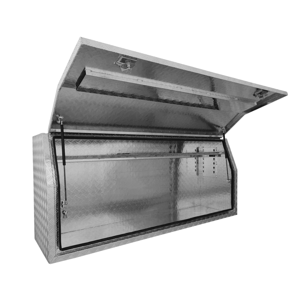 1900 x 530 x 820mm Aluminium Checker Full Side Opening Ute Tool Box Truck Trailer Toolbox Shelving 1958FD
