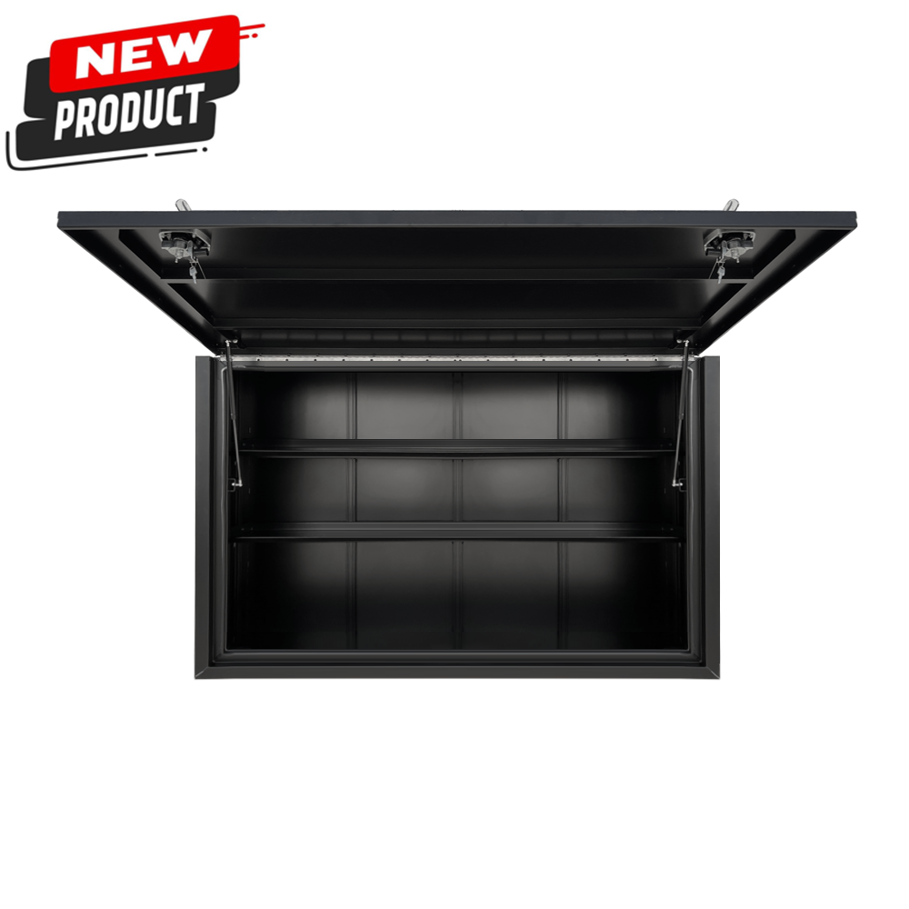 1900 x 600 x 1200mm Aluminium Flat Black PRO Full Side Truck Tool Box HIGH Side Toolbox Shelving Reinforced 1961-PRO-FPB