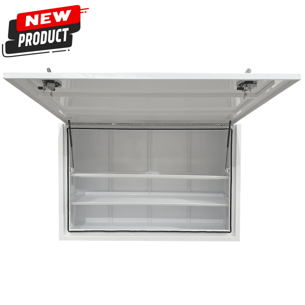 1900 x 600 x 1200mm Aluminium Flat White PRO Full Side Truck Tool Box HIGH Side Toolbox Shelving Reinforced 1961-PRO-FPW