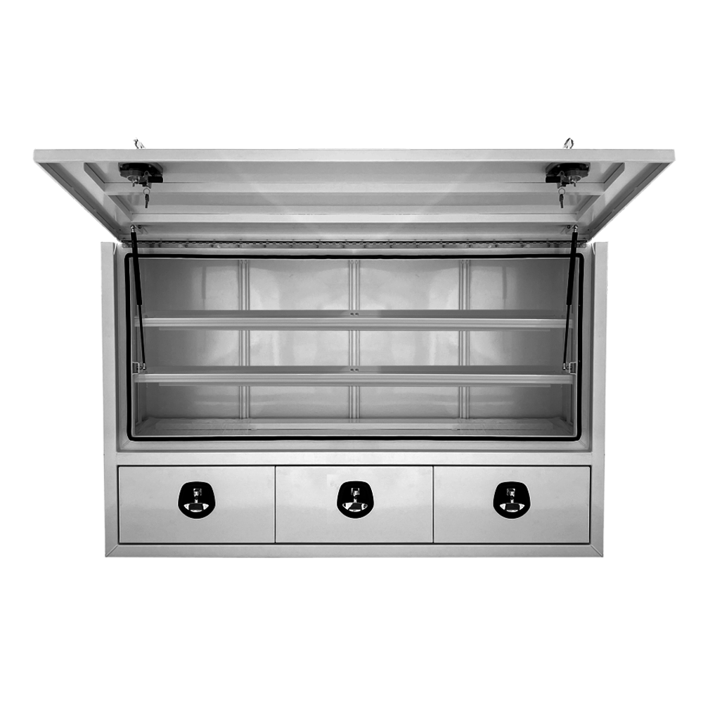 1900 x 600 x 1200mm PRO Raw 3 Drawer 3/4 Half Side Truck Tool Box HIGH Side Trailer Toolbox Shelving 1961A-PRO-FP