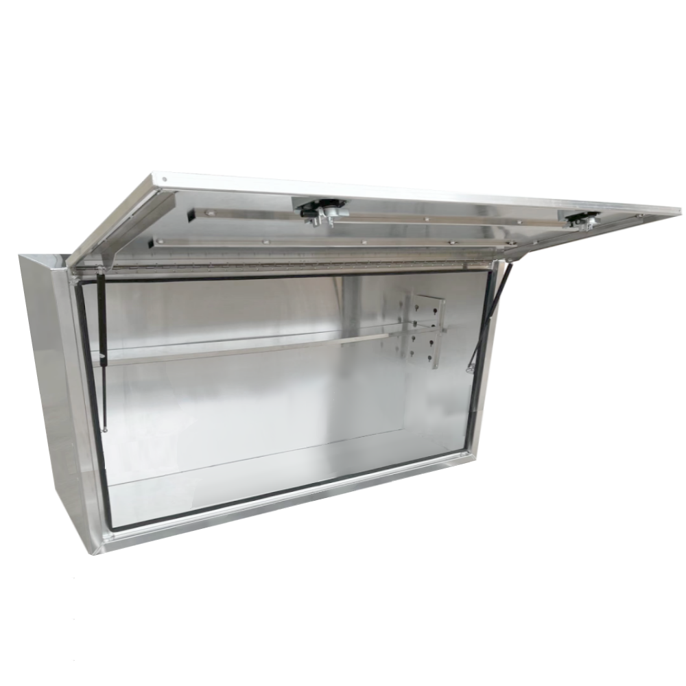 1900 x 600 x 820mm Raw Flat Aluminium Full Side Opening Truck Tool Box HIGH Side Trailer Toolbox Shelving 1968SFD-FP