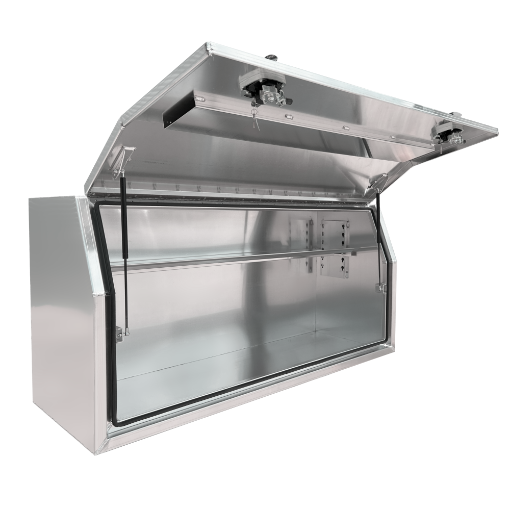2100 x 600 x 820mm Raw Flat Aluminium Full Side Opening Ute Tool Box Truck Trailer Toolbox Shelving 2168FD-FP