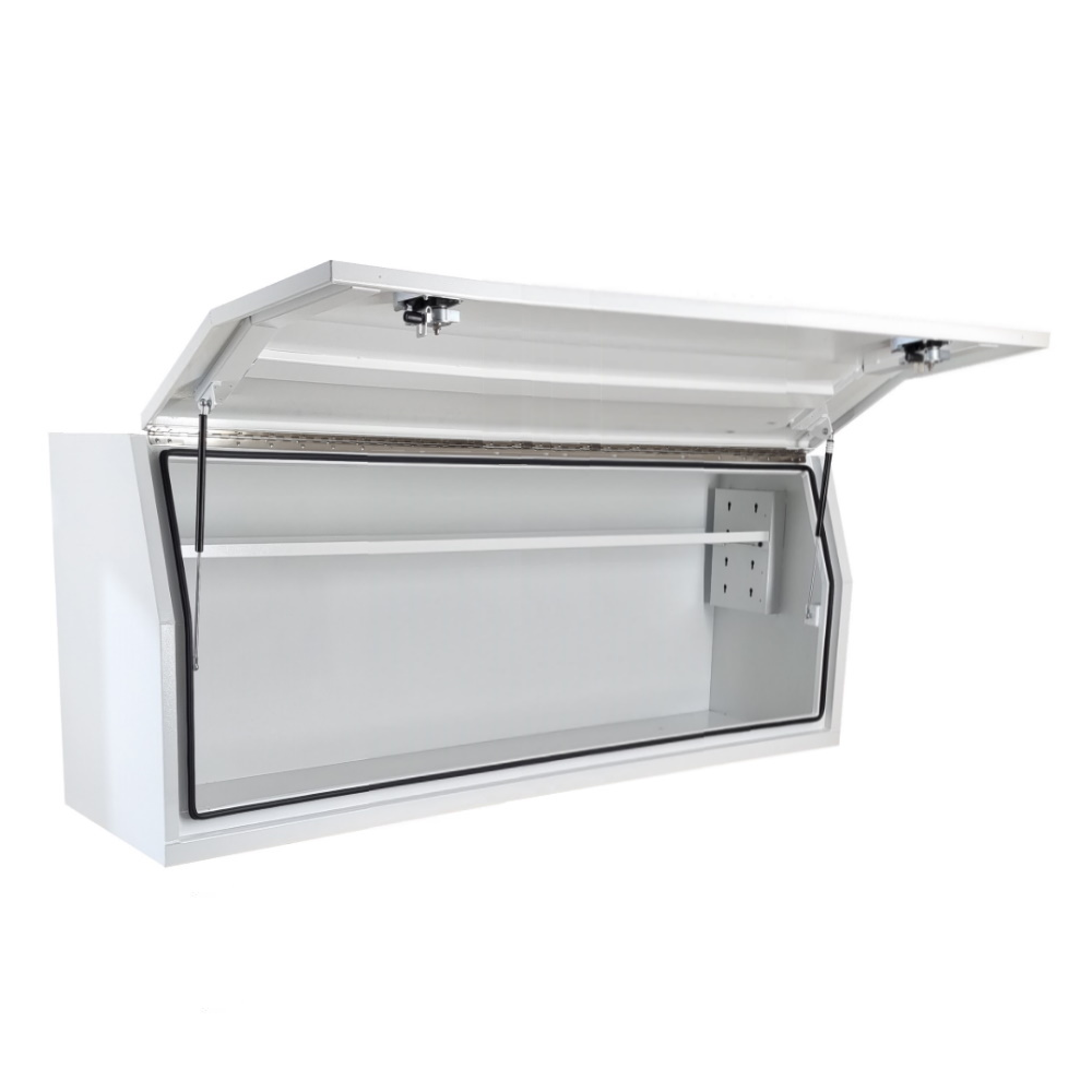 2100 x 600 x 820mm White Flat Aluminium Full Side Opening Ute Tool Box Truck Trailer Toolbox Shelving 2168FD-W