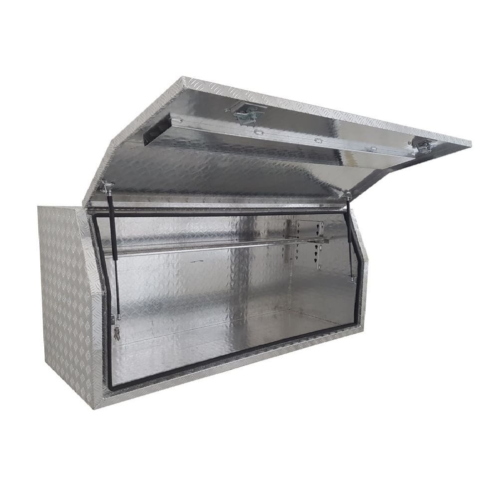 2100 x 600 x 820mm Aluminium Checker Full Side Opening Ute Tool Box Truck Trailer Toolbox Shelving 2168FD