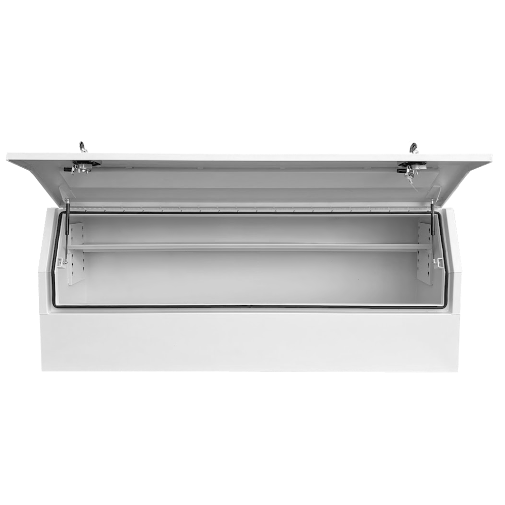 2100 x 600 x 820mm White Flat Aluminium 3/4 Half Side Opening Ute Tool Box Truck Trailer Toolbox Shelving 2168HD-W
