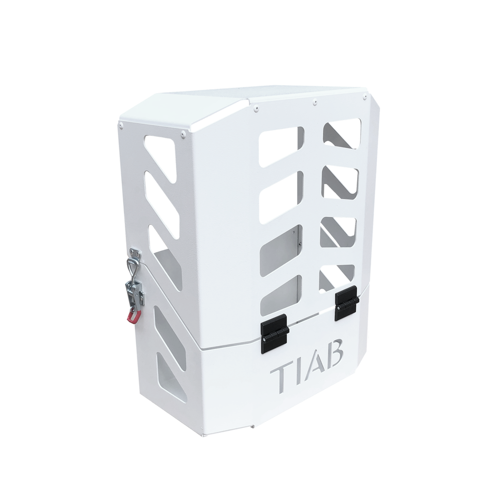 400 x 220 x 500mm White Flat Aluminium Ute Camping Camper Jerry Can Bottle Holder Pad lockable Tool Box 425-W