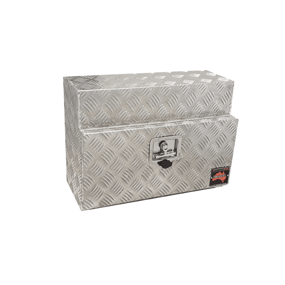 580 x 230 x 400mm Aluminium Checker Ute Toolbox Truck Storage Under Body Tray Storage Strap Tool Box 524S