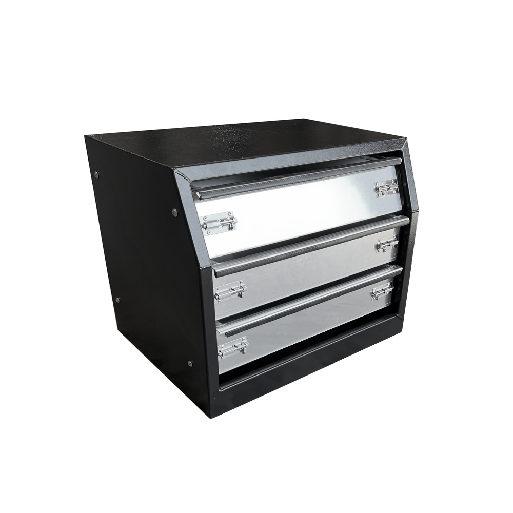600 x 430 x 450mm Black Aluminium 3 Drawer Unit for Ute Truck Tool box Canopy Caravan Tool Box 644D