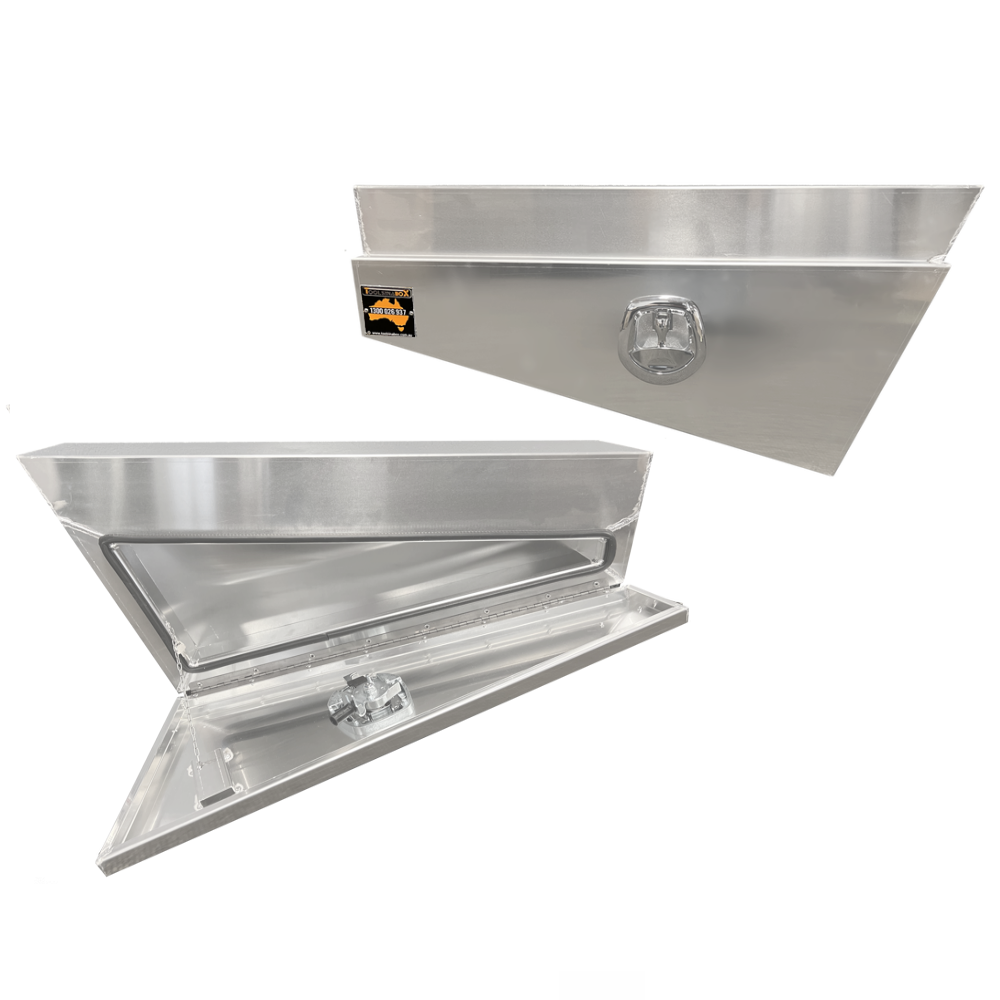 940 x 230 x 400mm Raw Flat Aluminium SET PAIR Ute Toolbox Truck Storage Under Body Tray Storage Strap Tool Box Off Road Tapper 924RLN-A