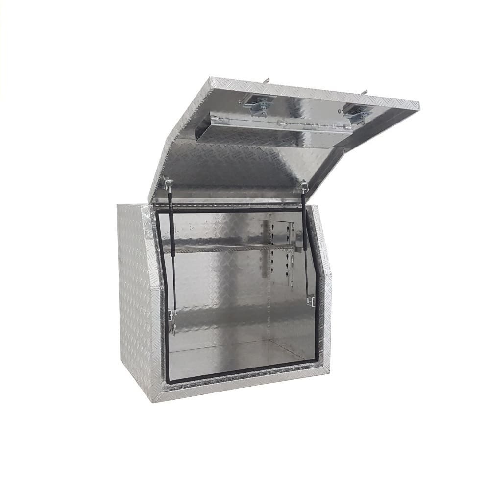 900 x 600 x 820mm Aluminium Checker Full Side Opening Ute Tool Box Truck Trailer Toolbox Shelving 968FD