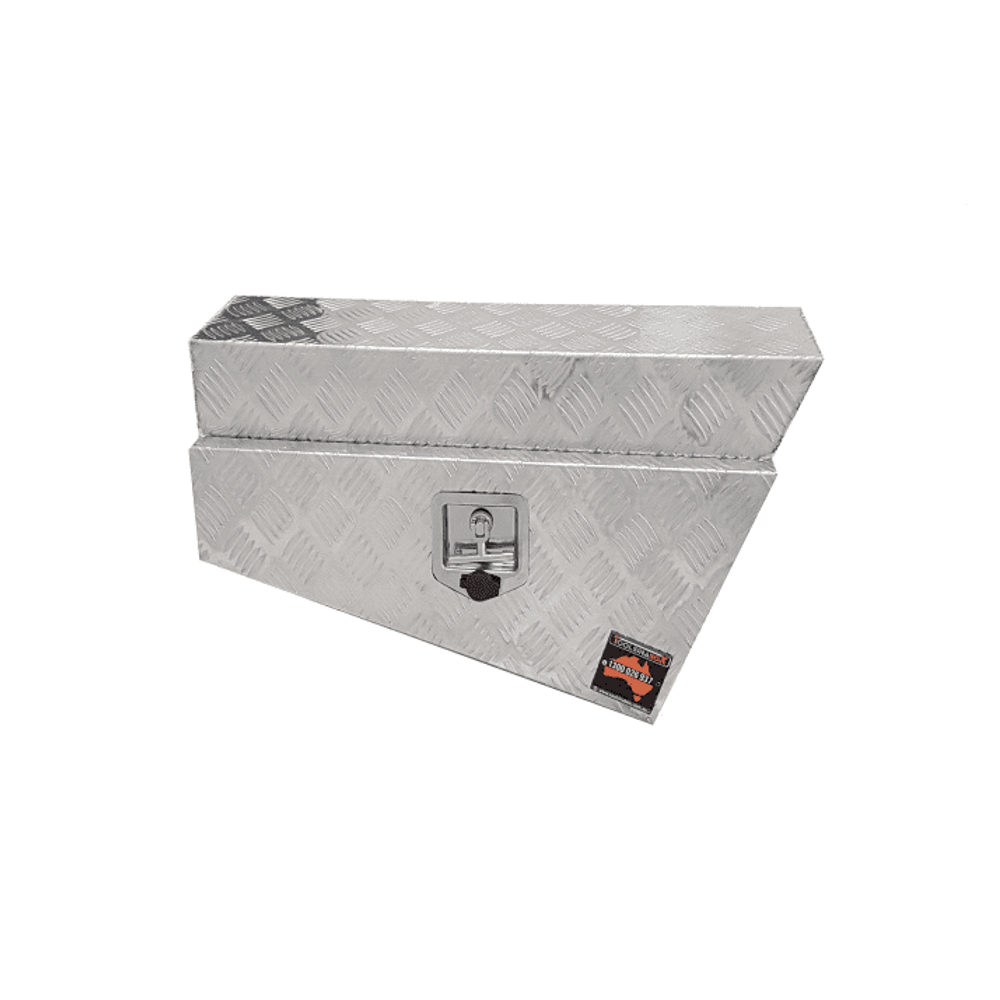 750 x 230 x 400mm Aluminium Checker Left Ute Toolbox Truck Storage Under Body Tray Storage Strap Tool Box Off Road Tapper 724LN